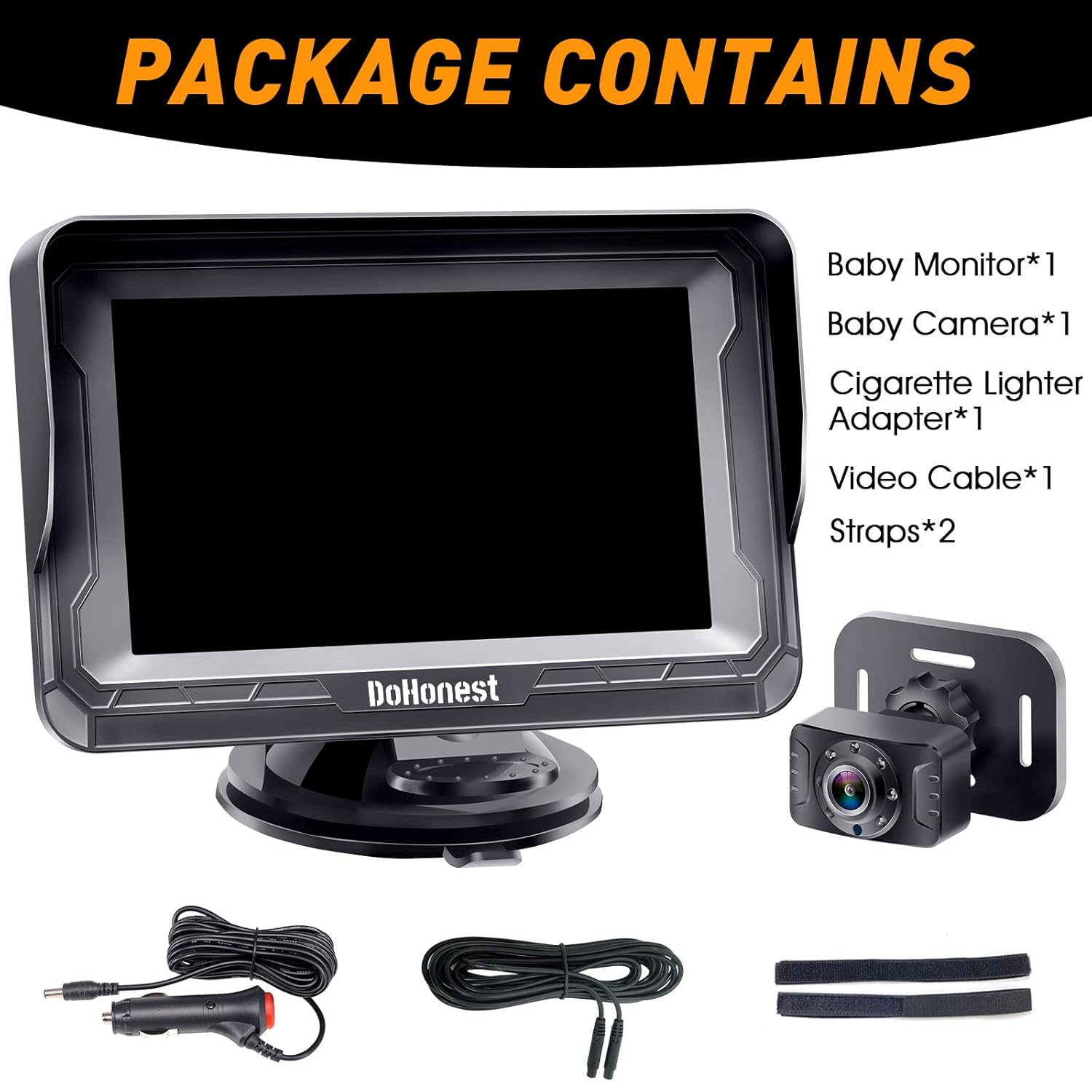 HD Baby Car Camera Monitor 1080p with Night Vision