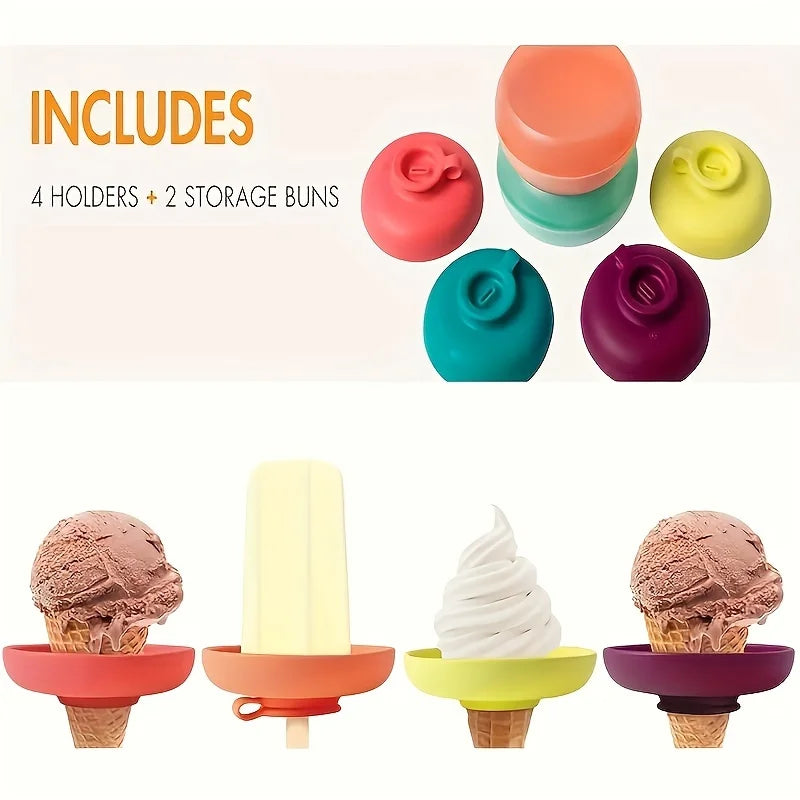 Silicone Popsicle Holders – No-Drip Ice Cream Cone Catchers