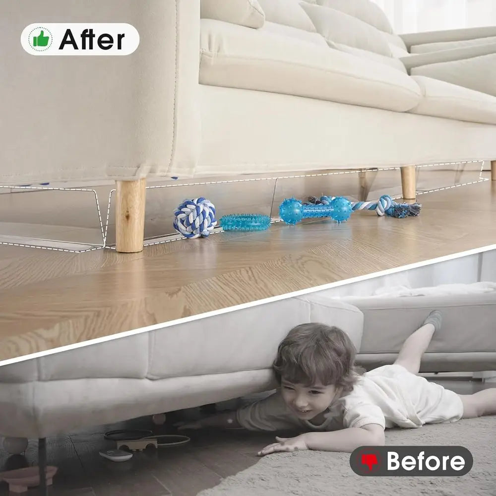 Clear Under Sofa Blockers – Stop Toys Rolling Under Furniture